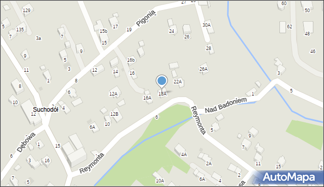 Krosno, Pigonia Stanisława, 18A, mapa Krosna