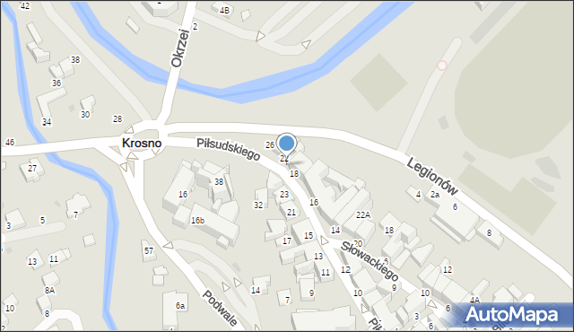 Krosno, Piłsudskiego Józefa, marsz., 20, mapa Krosna