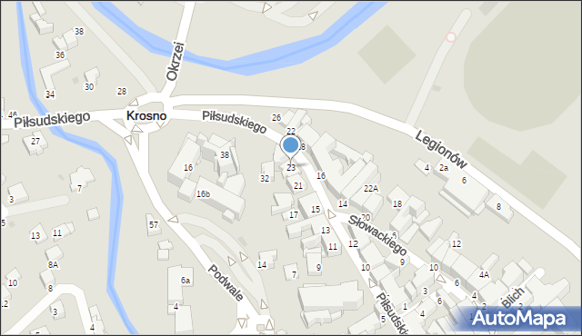 Krosno, Piłsudskiego Józefa, marsz., 23, mapa Krosna