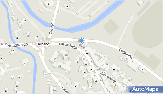 Krosno, Piłsudskiego Józefa, marsz., 24, mapa Krosna