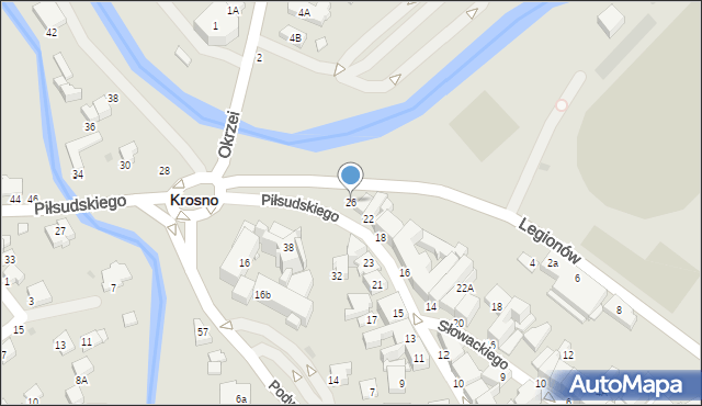 Krosno, Piłsudskiego Józefa, marsz., 26, mapa Krosna