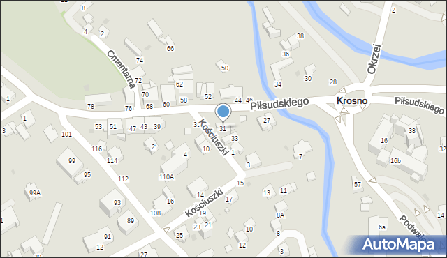 Krosno, Piłsudskiego Józefa, marsz., 31, mapa Krosna