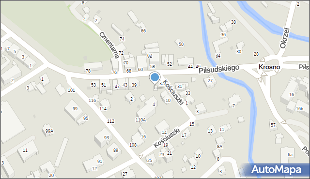 Krosno, Piłsudskiego Józefa, marsz., 37, mapa Krosna