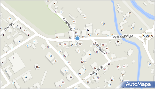 Krosno, Piłsudskiego Józefa, marsz., 41, mapa Krosna