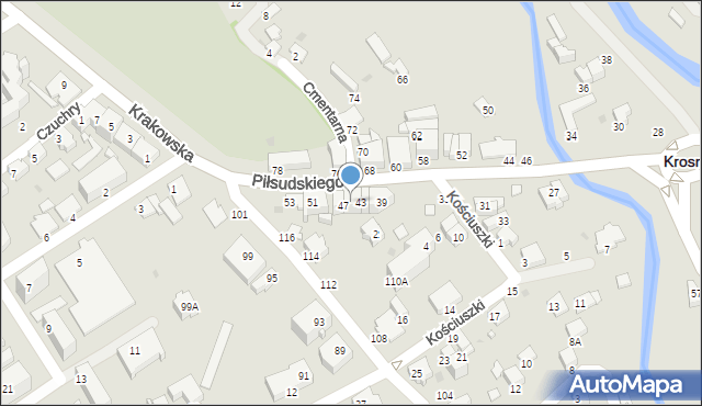 Krosno, Piłsudskiego Józefa, marsz., 45, mapa Krosna
