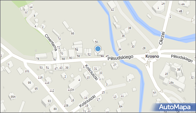 Krosno, Piłsudskiego Józefa, marsz., 48, mapa Krosna