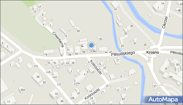 Krosno, Piłsudskiego Józefa, marsz., 54, mapa Krosna