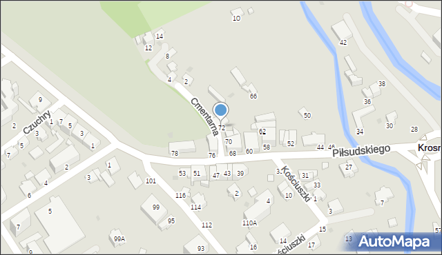 Krosno, Piłsudskiego Józefa, marsz., 72, mapa Krosna