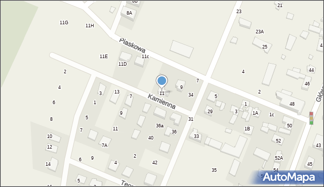 Krosno, Piaskowa, 11, mapa Krosna
