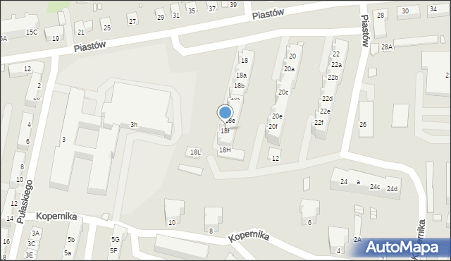 Krosno Odrzańskie, Piastów, 18f, mapa Krosno Odrzańskie