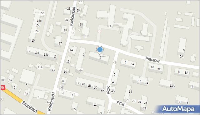 Krosno Odrzańskie, Piastów, 2, mapa Krosno Odrzańskie