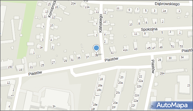 Krosno Odrzańskie, Piastów, 39, mapa Krosno Odrzańskie