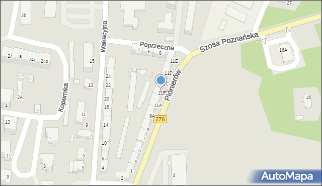 Krosno Odrzańskie, Pionierów, 11B, mapa Krosno Odrzańskie