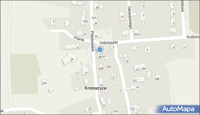 Krotoszyce, Piastowska, 28, mapa Krotoszyce