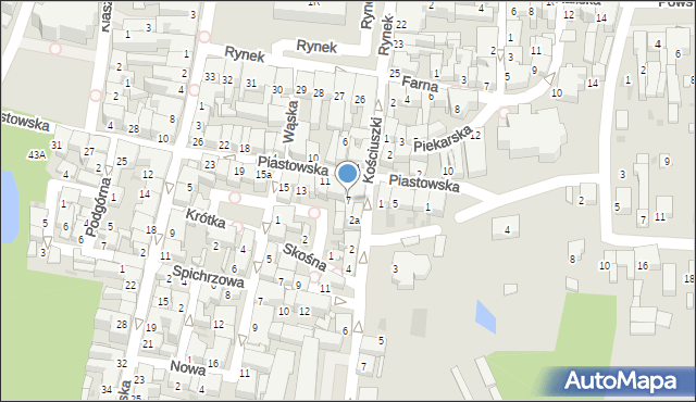 Krotoszyn, Piastowska, 7, mapa Krotoszyna