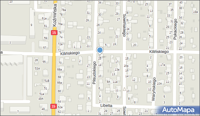 Krotoszyn, Piłsudskiego Józefa, marsz., 16, mapa Krotoszyna