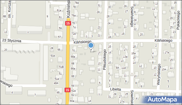 Krotoszyn, Piłsudskiego Józefa, marsz., 17a, mapa Krotoszyna