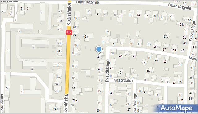 Krotoszyn, Piłsudskiego Józefa, marsz., 47, mapa Krotoszyna