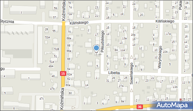 Krotoszyn, Piłsudskiego Józefa, marsz., 9, mapa Krotoszyna