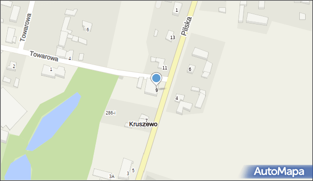 Kruszewo, Pilska, 9, mapa Kruszewo