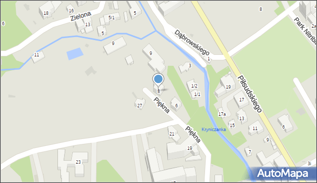 Krynica-Zdrój, Piękna, 8, mapa Krynica-Zdrój