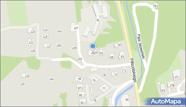 Krynica-Zdrój, Piłsudskiego Józefa, marsz., 101, mapa Krynica-Zdrój