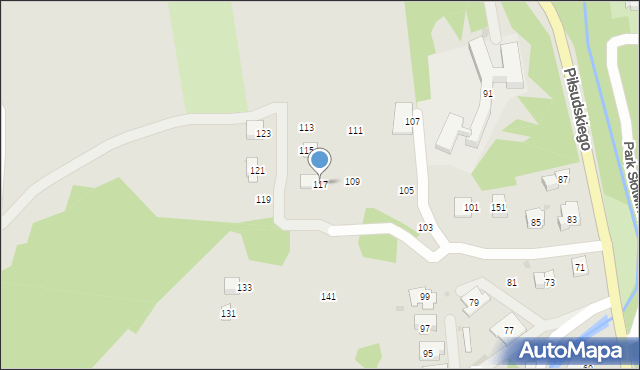 Krynica-Zdrój, Piłsudskiego Józefa, marsz., 117, mapa Krynica-Zdrój