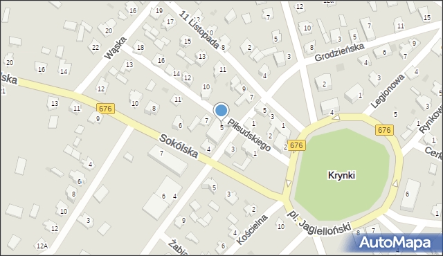 Krynki, Piłsudskiego Józefa, marsz., 5, mapa Krynki