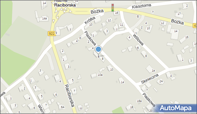 Kuźnia Raciborska, Piaskowa, 6, mapa Kuźnia Raciborska