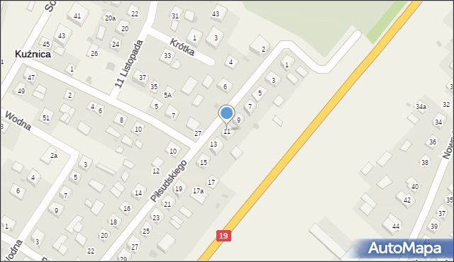 Kuźnica, Piłsudskiego Józefa, marsz., 11, mapa Kuźnica