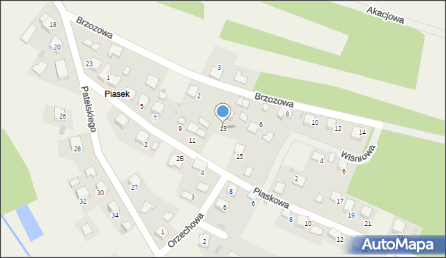 Kwaczała, Piaskowa, 13, mapa Kwaczała