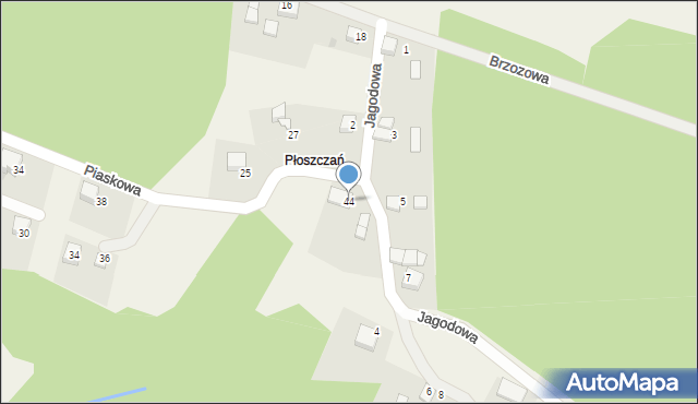 Kwaczała, Piaskowa, 44, mapa Kwaczała