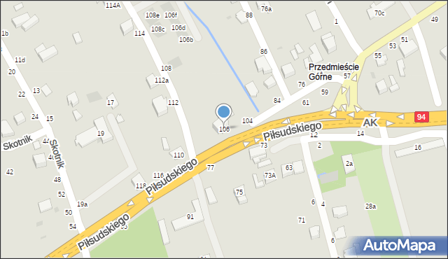 Łańcut, Piłsudskiego Józefa, marsz., 106, mapa Łańcut