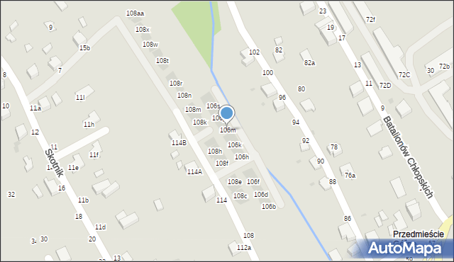 Łańcut, Piłsudskiego Józefa, marsz., 106m, mapa Łańcut