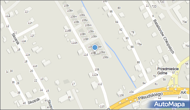 Łańcut, Piłsudskiego Józefa, marsz., 108b, mapa Łańcut