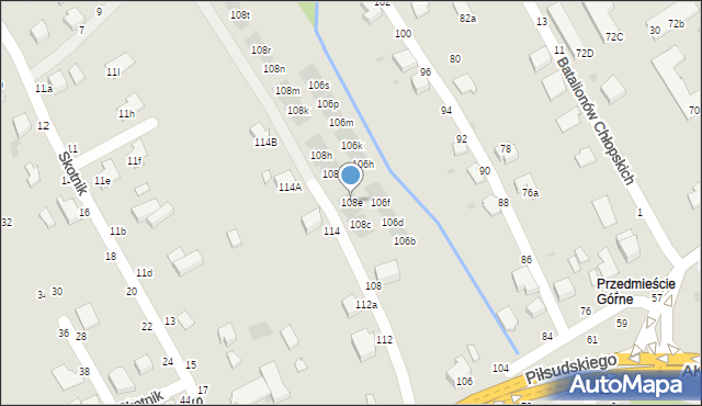 Łańcut, Piłsudskiego Józefa, marsz., 108e, mapa Łańcut