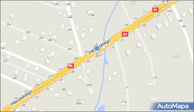 Łańcut, Piłsudskiego Józefa, marsz., 181, mapa Łańcut