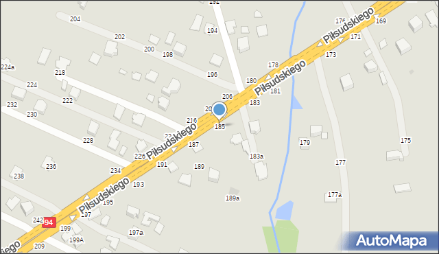 Łańcut, Piłsudskiego Józefa, marsz., 185, mapa Łańcut