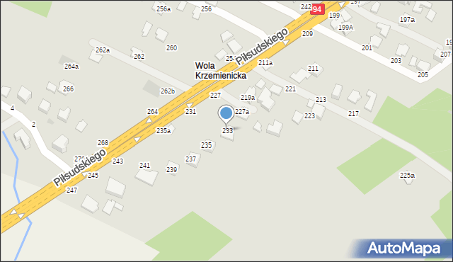 Łańcut, Piłsudskiego Józefa, marsz., 233, mapa Łańcut