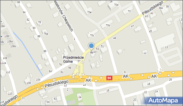 Łańcut, Piłsudskiego Józefa, marsz., 55, mapa Łańcut