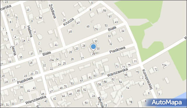 Łaskarzew, Piaskowa, 29, mapa Łaskarzew