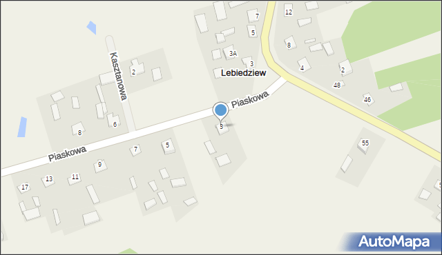 Lebiedziew, Piaskowa, 3, mapa Lebiedziew