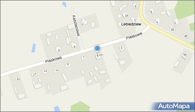 Lebiedziew, Piaskowa, 5, mapa Lebiedziew