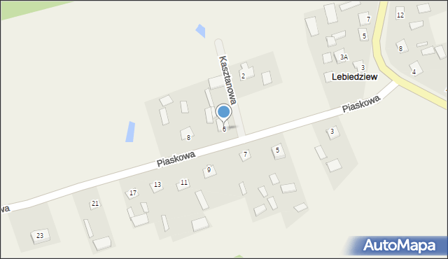 Lebiedziew, Piaskowa, 6, mapa Lebiedziew