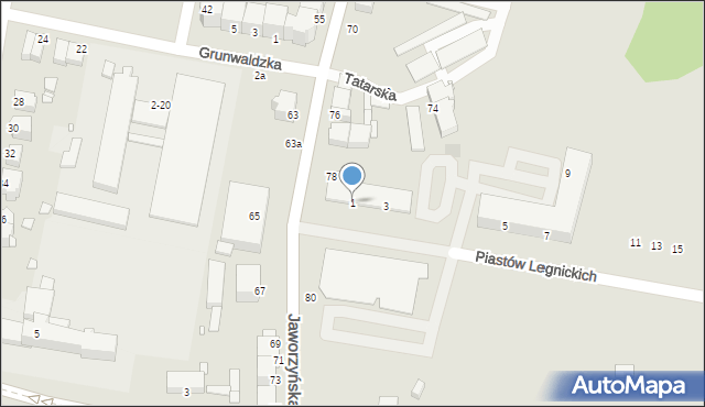 Legnica, Piastów Legnickich, 1, mapa Legnicy