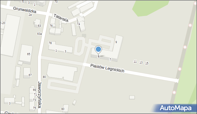 Legnica, Piastów Legnickich, 5, mapa Legnicy