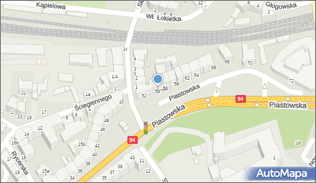 Legnica, Piastowska, 54, mapa Legnicy
