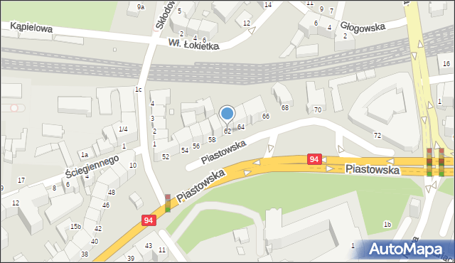 Legnica, Piastowska, 62, mapa Legnicy