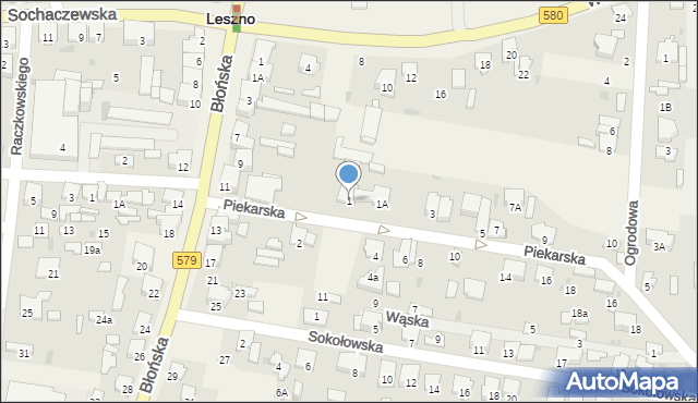 Leszno, Piekarska, 1, mapa Leszno