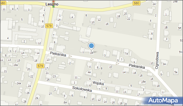 Leszno, Piekarska, 1A, mapa Leszno